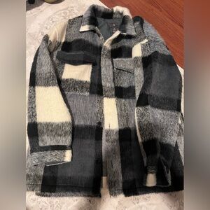 H&M fuzzy faux fur shirt jacket